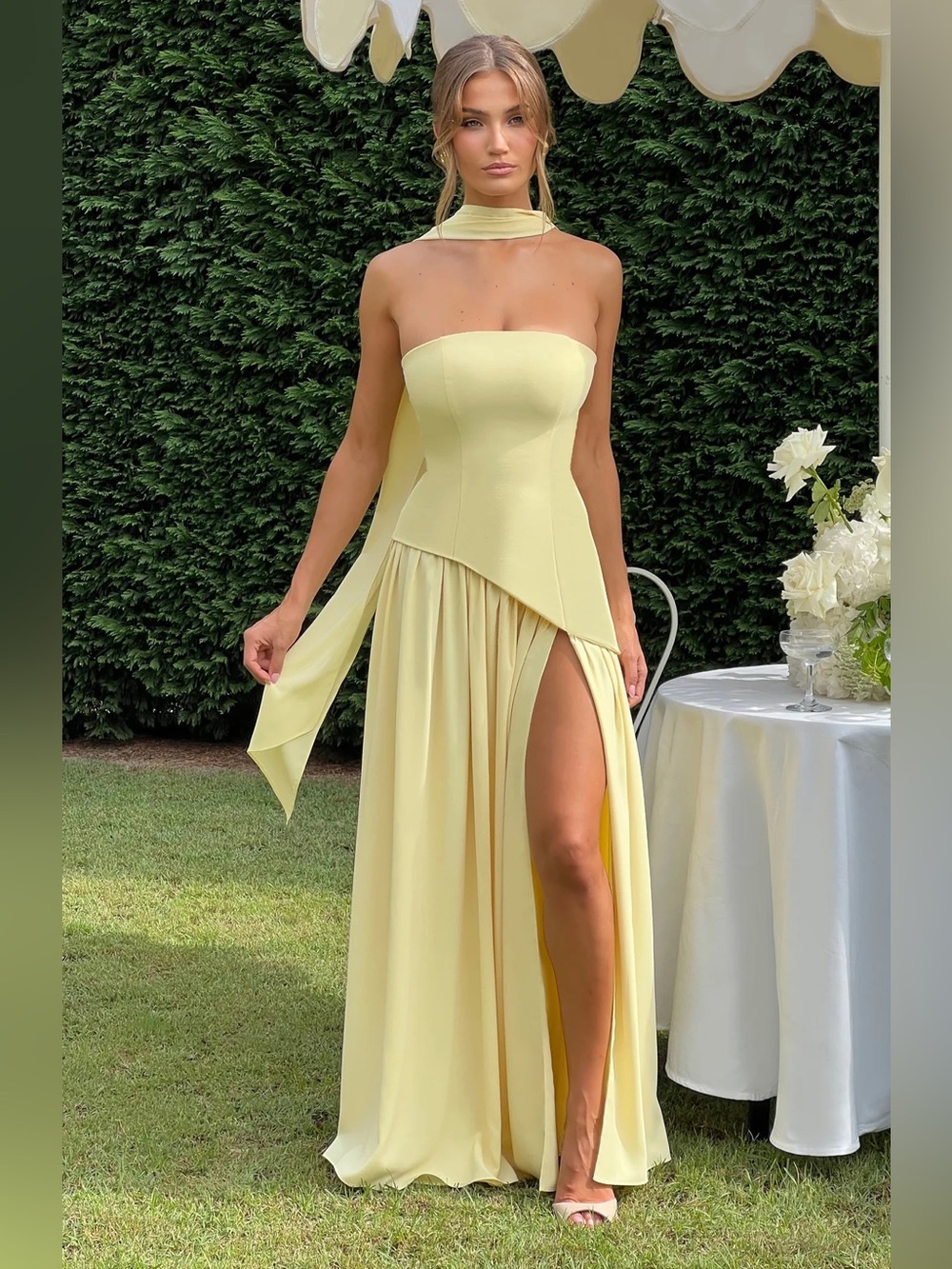 New BabyBoo Women MALIYAH MAXI DRESS LEMON Size Medium - Picture 7 of 16